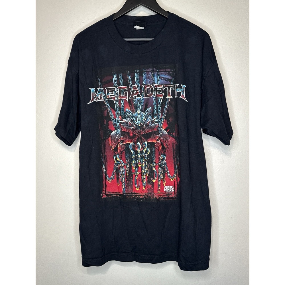 Vintage 1998 Megadeth Chaos Comics T Shirt Giant Tag XL 90s Metal